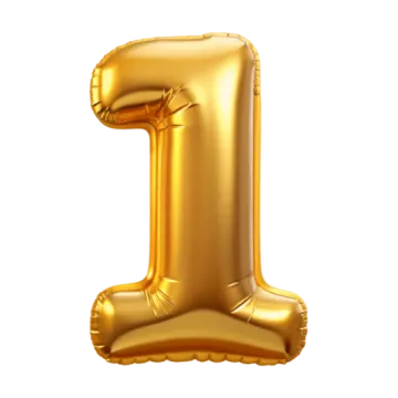 a gold foil number one balloon