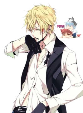 an anime character with blonde hair and a white shirt