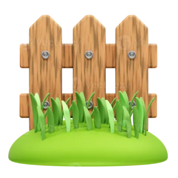 an illustration of a wooden fence with grass