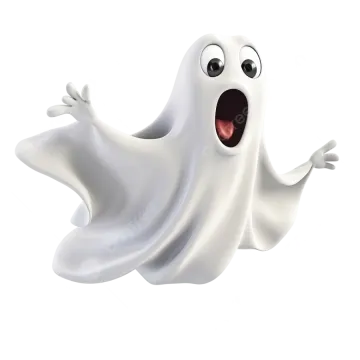 a cartoon ghost character flying through the air