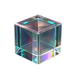 a crystal cube on a white background