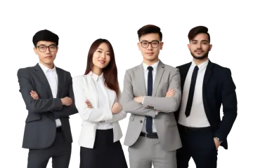 a group of business people standing together