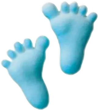 a pair of blue feet on a white background