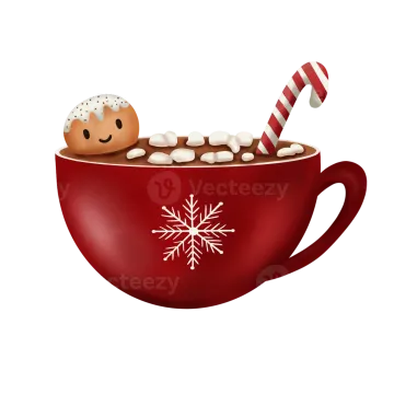 a cup of hot chocolate with marsh and candy