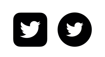 a black and white photo of two twitter logos