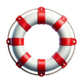 a life ring with red and white stripes