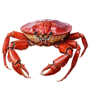 a red crab on a white background