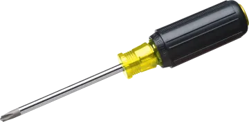 a drill with a yellow tip and black handle