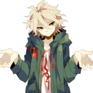 an anime character with blonde hair and a green jacket