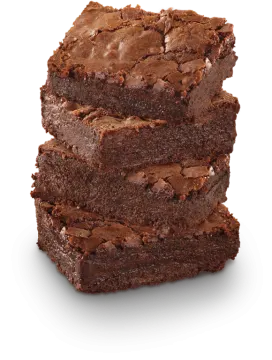 a stack of brownies on a white background