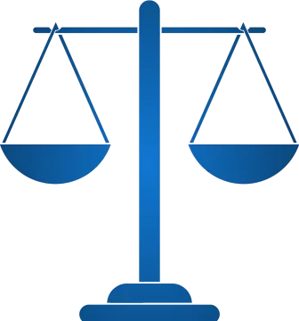 a scale of justice on a white background