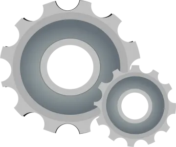 two gears on a white background