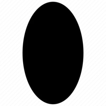 a black oval on a white background