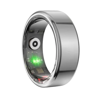 men's tung steel ring with green laser inlay