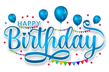 a happy birthday card with balloons and stars