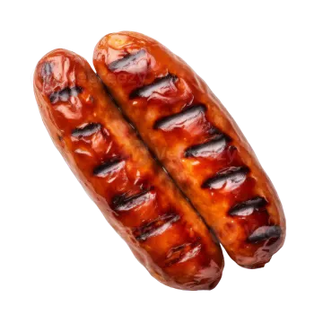 two sausages on a white background