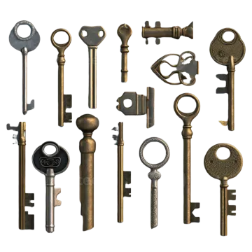 a collection of antique keys