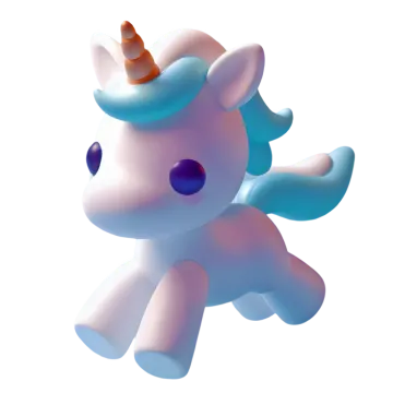 a pink and blue pony with an orange horn