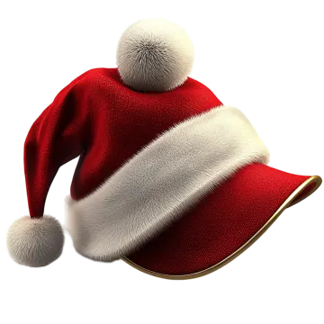 a red santa hat with white fur on it