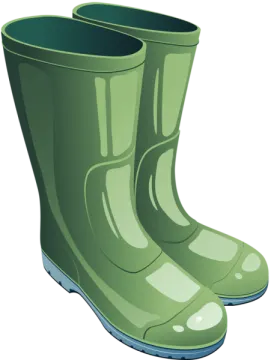 a pair of green rain boots