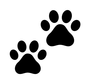 a black and white paw print on a white background