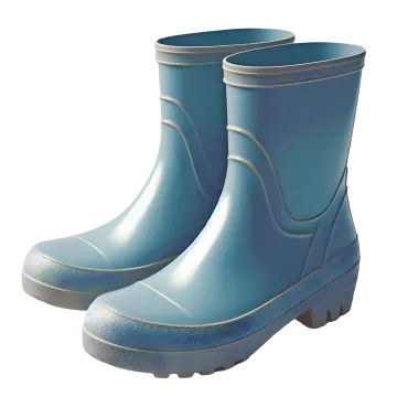 a pair of blue rain boots