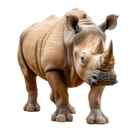 a rhino is standing with its head down