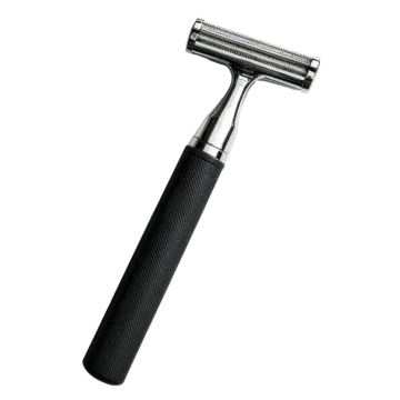 a black and silver razor on a white background