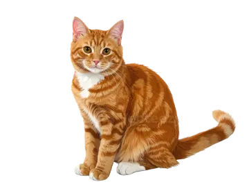 an orange cat sitting on a white background