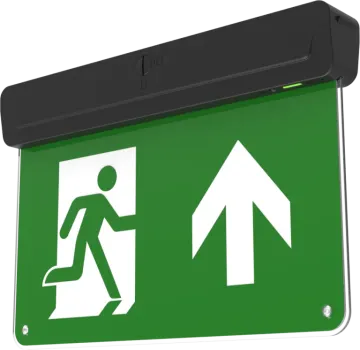 a green emergency sign with an arrow pointing to the right