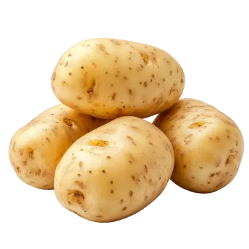 a pile of potatoes on a white background
