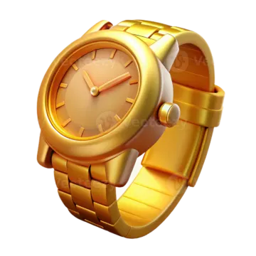 a gold watch on a white background