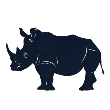 a rhino silhouetted on a white background