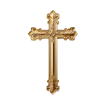 a gold cross on a white background