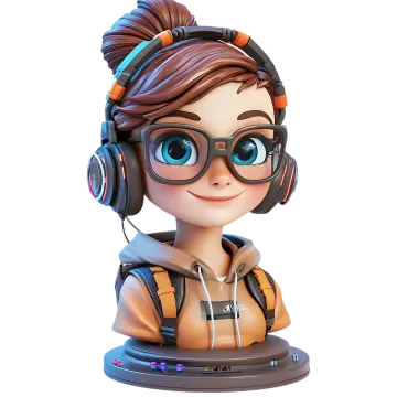 a little girl with headphones and glasses