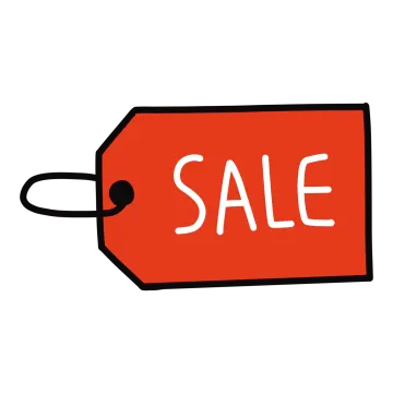 a red tag with the word sale written on it