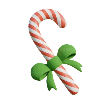 a candy cane with a green bow on top