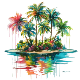 a tropical island with palm trees