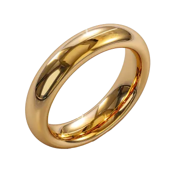 a gold wedding ring on a white background