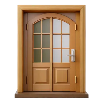an open wooden door on a white background