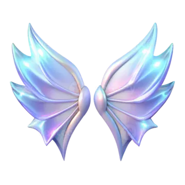 a pair of blue wings on a white background