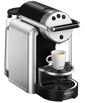 a coffee machine with a cup on top