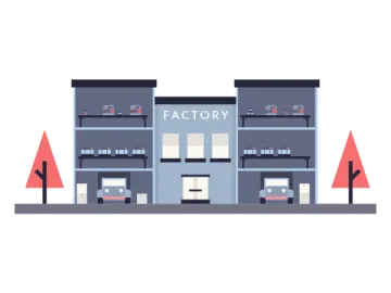 a building with the words factory on it