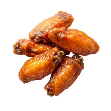a pile of chicken wings on a white background