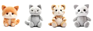a group of stuffed animals sitting next to each other ones