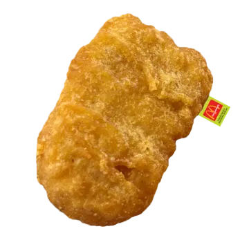 a piece of fried chicken on a white background