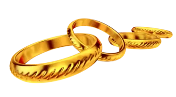 two gold wedding rings
