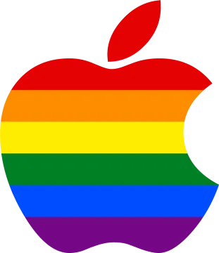 the apple logo in rainbow colors
