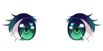 an anime girl's eyes with green eyes