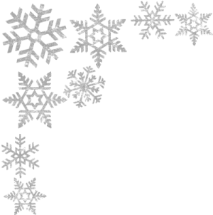 a white background with silver snowflakes